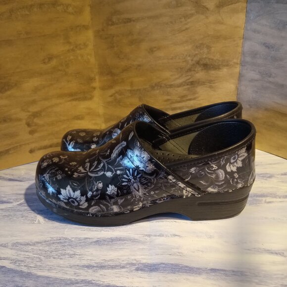 Dansko Shoes - DANSKO Black with Silver Floral Woman's size 10.5 EU size 41